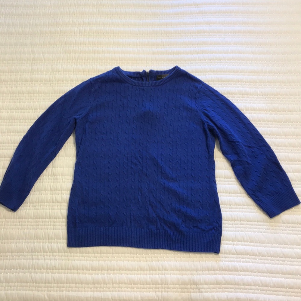 Royal blue 3/4 sleeved cable knit sweater
